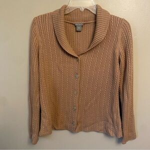 Ann Taylor Wool Blend Cardigan M Long Sleeve Button Down Camel cable knit